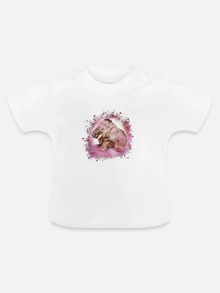 babyelefant,elefant,graffiti,rosa,malerei - Baby Bio-T-Shirt mit Rundhals - Weiß