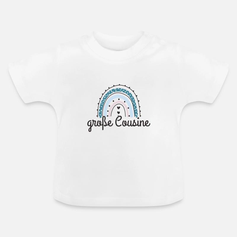 Große Cousine 2023 Regenbogen - Baby Bio-T-Shirt mit Rundhals - Weiß
