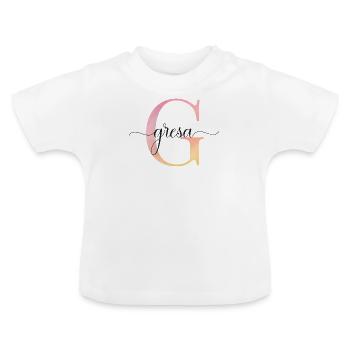 G | Monogramm | Name | Gresa | Watercolor - Baby Bio-T-Shirt mit Rundhals - Weiß - Vorne