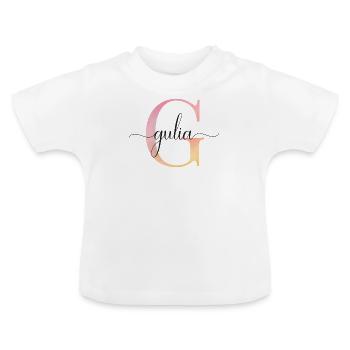 L | Monogramme | Nom | GuliaAquarelle - T-shirt bio col rond Bébé - blanc - Devant