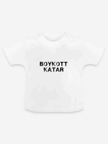boykott katar,katar,flagge, wm,schrift - Baby Bio-T-Shirt mit Rundhals - Weiß