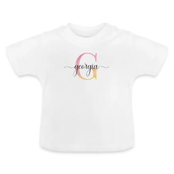 G| Monogramme | Nom | Géorgie |Aquarelle - T-shirt bio col rond Bébé - blanc - Devant