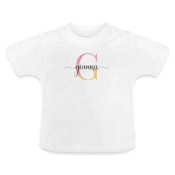 G| Monogramm | Name | Gianna |Watercolor - Baby Bio-T-Shirt mit Rundhals - Weiß - Vorne