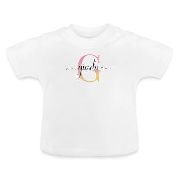 G| Monogramme | Nom | Giada |Aquarelle - T-shirt bio col rond Bébé - blanc - Devant