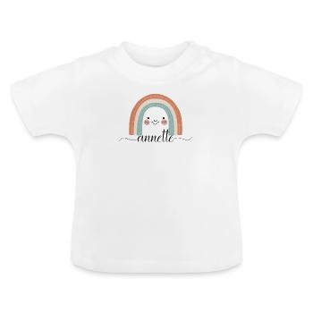 Annette! Regenbogen, personalisierbar - Baby Bio-T-Shirt mit Rundhals - Weiß - Vorne