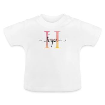 H | Monogramm | Name | Hope |Watercolor - Baby Bio-T-Shirt mit Rundhals - Weiß - Vorne