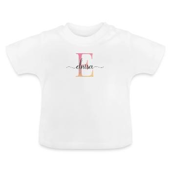 E| Monogramm | Name | Elnisa |Watercolor - Baby Bio-T-Shirt mit Rundhals - Weiß - Vorne