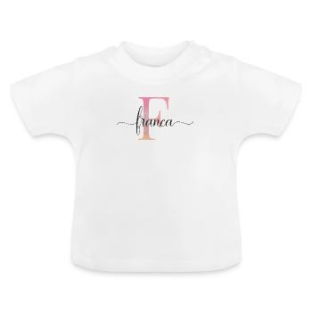 F| Monogramm | Name | Franca |Watercolor - Baby Bio-T-Shirt mit Rundhals - Weiß - Vorne