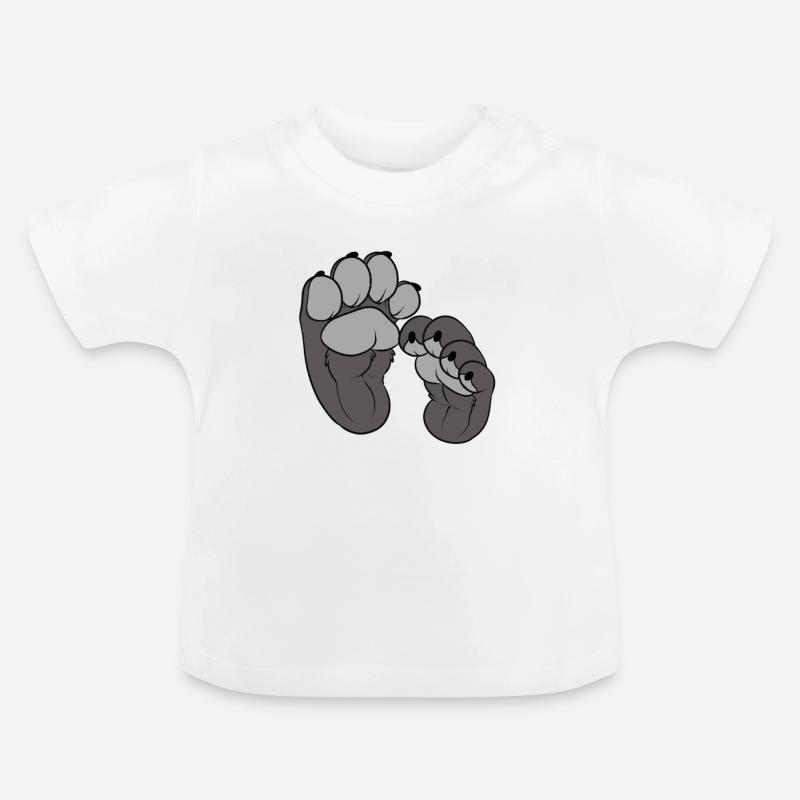 Grey Paws - Baby Bio-T-Shirt mit Rundhals - Weiß