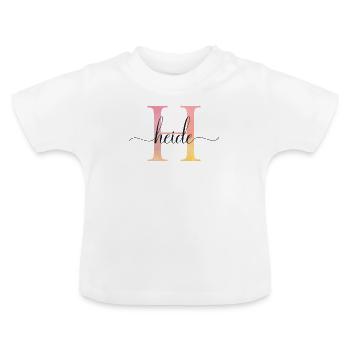 H | Monogram | Name | Heath |Watercolor - Baby Organic T-Shirt with Round Neck - white - Front
