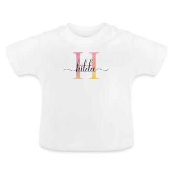 H | Monogramm | Name | Hilda |Watercolor - Baby Bio-T-Shirt mit Rundhals - Weiß - Vorne
