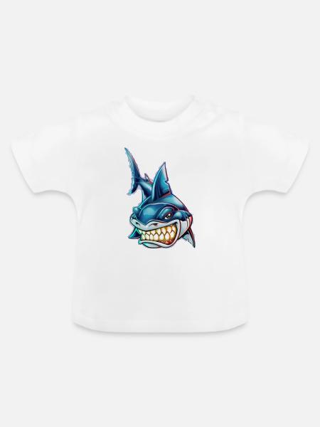 Blue Shark - Baby Bio-T-Shirt mit Rundhals - Weiß