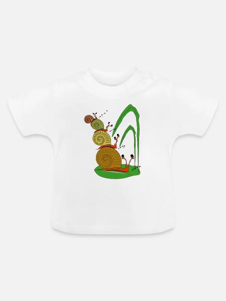 schnecken gesang - Baby Bio-T-Shirt mit Rundhals - Weiß