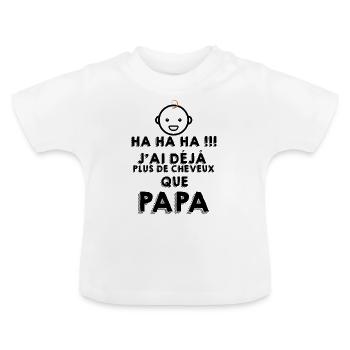 Bébé et cheveux papa Humour Bébé - T-shirt bio col rond Bébé - blanc - Devant