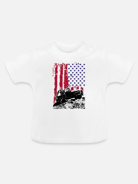 AMERIKANISCHER OFFROADER - Baby Bio-T-Shirt mit Rundhals - Weiß