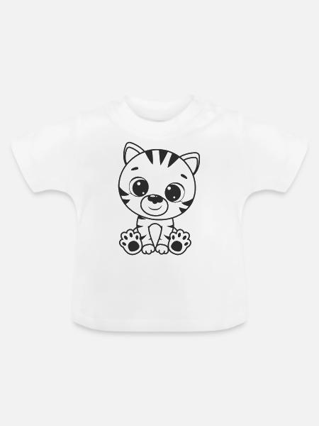 Süße Katze - Baby Bio-T-Shirt mit Rundhals - Weiß