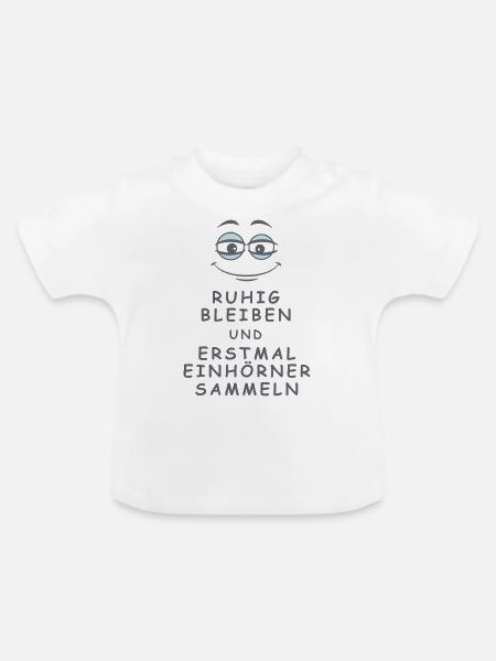 Einhörner sammeln - Baby Bio-T-Shirt mit Rundhals - Weiß