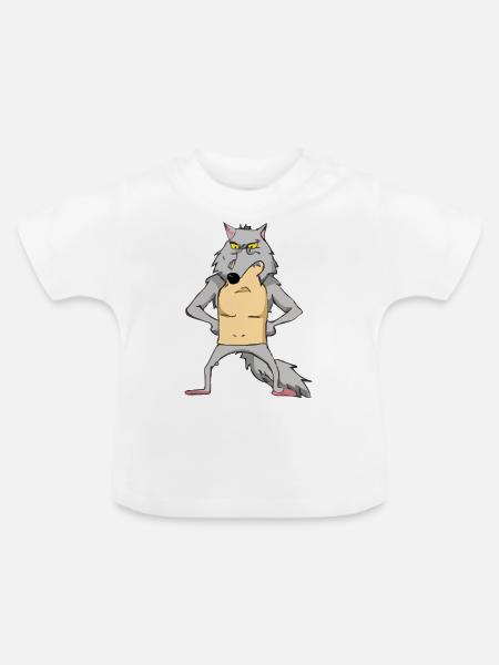 Scherz der verärgerte Wolf - Baby Bio-T-Shirt mit Rundhals - Weiß
