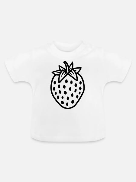 Erdbeere Obst Frucht - Baby Bio-T-Shirt mit Rundhals - Weiß