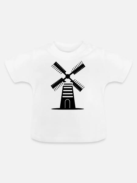 Windmühle - Baby Bio-T-Shirt mit Rundhals - Weiß