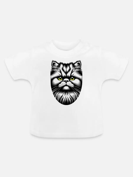 Katzengesicht - Baby Bio-T-Shirt mit Rundhals - Weiß