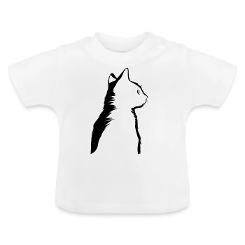 Cat, Cat Motif - Baby Organic T-Shirt with Round Neck - white - Front