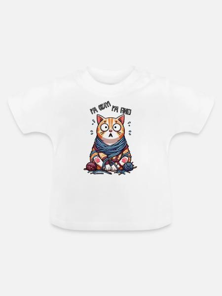 Okayste Katze - Baby Bio-T-Shirt mit Rundhals - Weiß