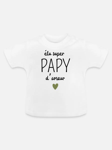 Gewählter Super-Opa der Liebe - Baby Bio-T-Shirt mit Rundhals - Weiß