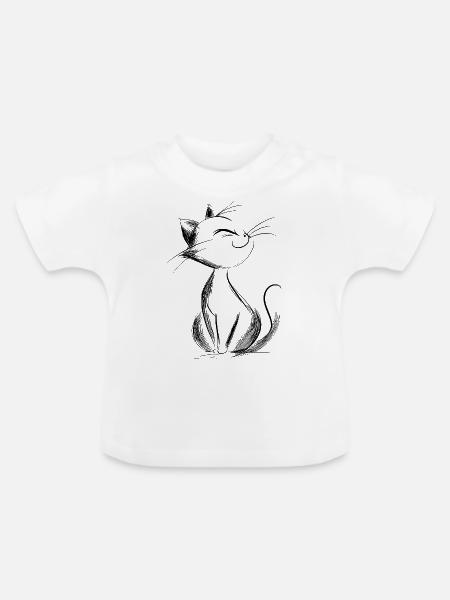 happy kitty illustration - Baby Bio-T-Shirt mit Rundhals - Weiß