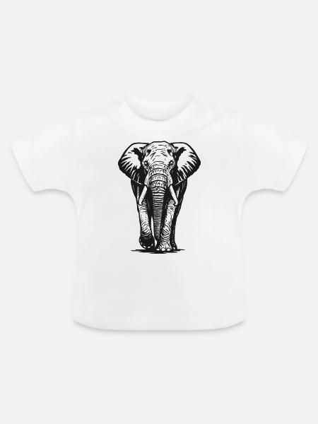 Elefant - Großwild, Stoßzahn, Elfenbein - Baby Bio-T-Shirt mit Rundhals - Weiß