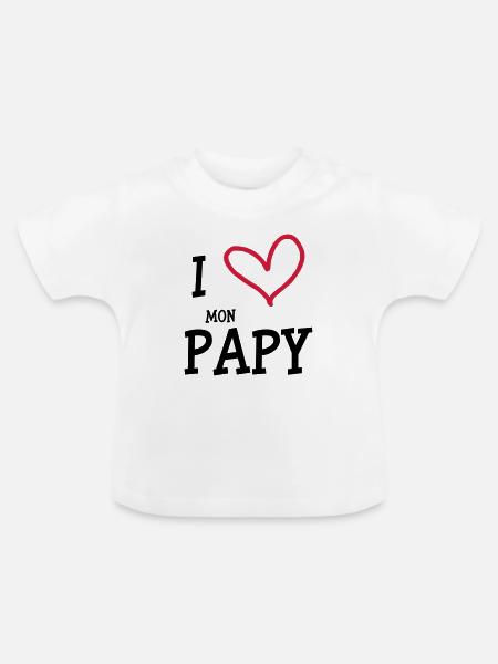 I Love my Opa - Baby Bio-T-Shirt mit Rundhals - Weiß