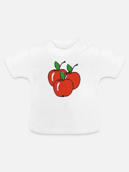 Aepfel - Baby Bio-T-Shirt mit Rundhals - Weiß