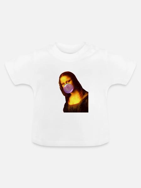 Mona Lisa Kaugummi Bubble - Baby Bio-T-Shirt mit Rundhals - Weiß