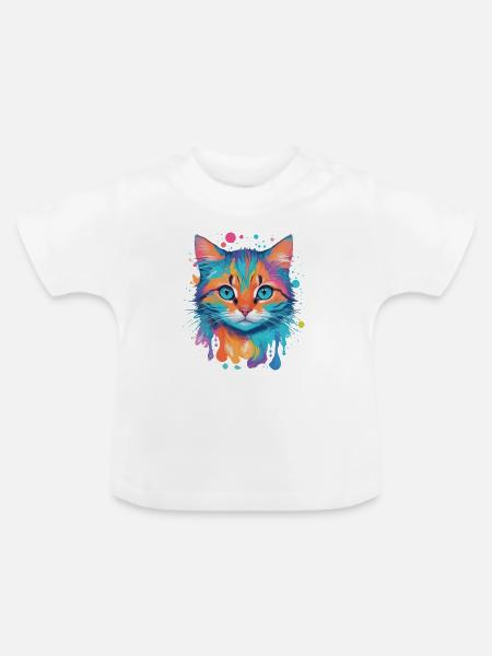Niedliche Katze - Baby Bio-T-Shirt mit Rundhals - Weiß