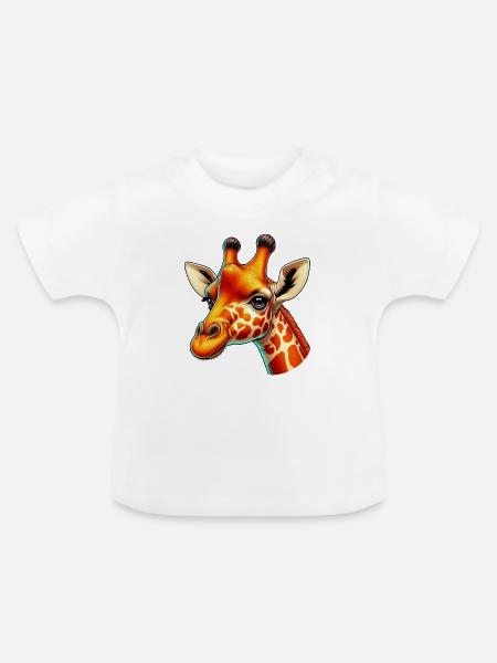Giraffe - Baby Bio-T-Shirt mit Rundhals - Weiß