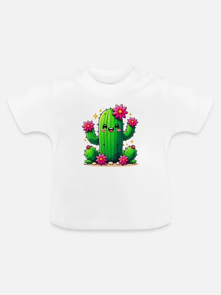 Kaktus - Baby Bio-T-Shirt mit Rundhals - Weiß