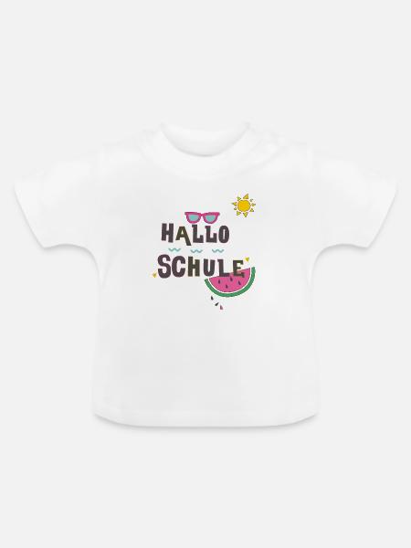 Hallo Schule, Einschulung - Baby Bio-T-Shirt mit Rundhals - Weiß
