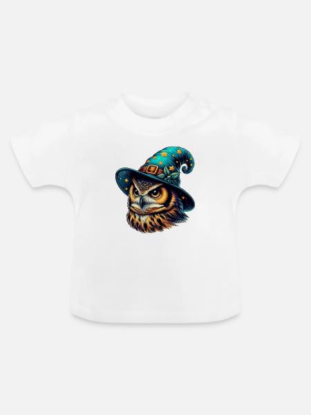 Zauberer Eule - Baby Bio-T-Shirt mit Rundhals - Weiß