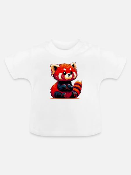 Kleiner Panda - Baby Bio-T-Shirt mit Rundhals - Weiß
