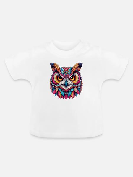 Eule - Baby Bio-T-Shirt mit Rundhals - Weiß