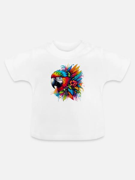 Papagei - Baby Bio-T-Shirt mit Rundhals - Weiß
