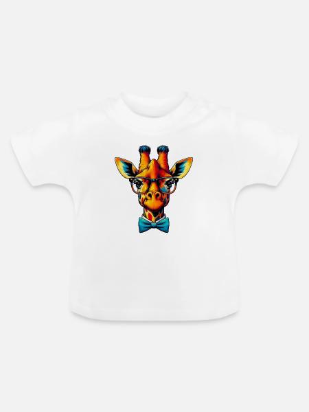 Giraffe - Baby Bio-T-Shirt mit Rundhals - Weiß