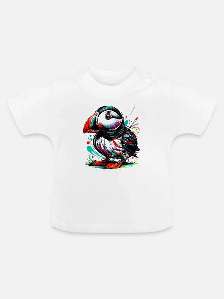 Papageitaucher - Baby Bio-T-Shirt mit Rundhals - Weiß