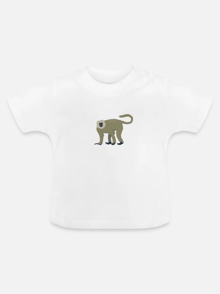 Eleganter Langur - Baby Bio-T-Shirt mit Rundhals - Weiß