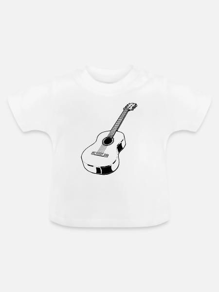 Akustikgitarre - Baby Bio-T-Shirt mit Rundhals - Weiß
