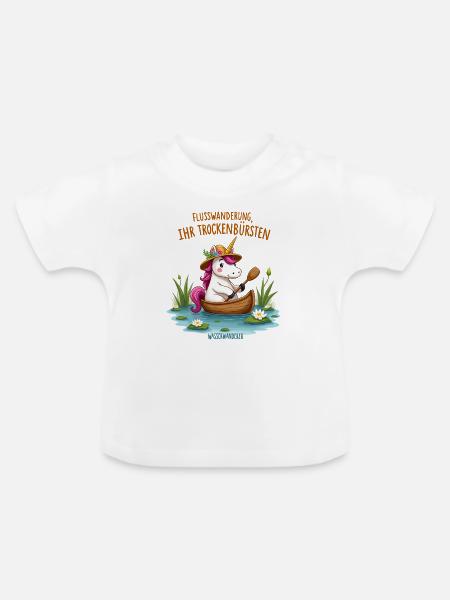 Einhorn Kanufahrt - Baby Bio-T-Shirt mit Rundhals - Weiß