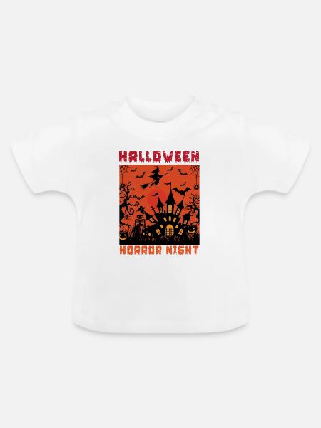 Halloween Horror Nacht - Baby Bio-T-Shirt mit Rundhals - Weiß