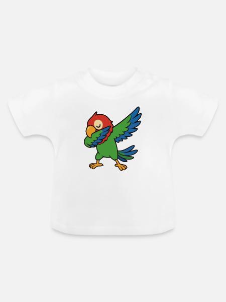 Papagei Dabbing Comic - Baby Bio-T-Shirt mit Rundhals - Weiß