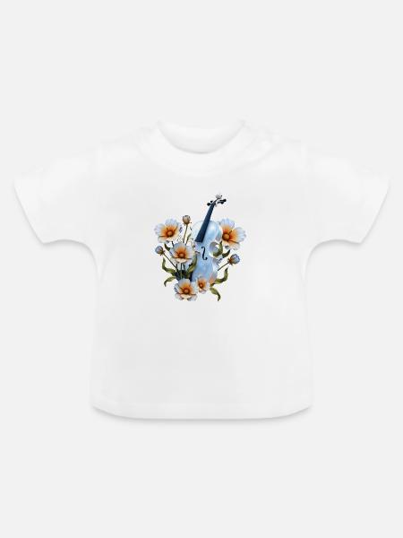 Viola Blau Blumen - Baby Bio-T-Shirt mit Rundhals - Weiß