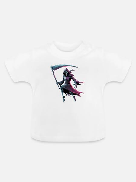 Death Reaper - Cooles Low-Poly-Logo - Baby Bio-T-Shirt mit Rundhals - Weiß